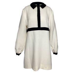 Emilia Wickstead Tobias Two Tone Crepe Mini Dress in White Wool